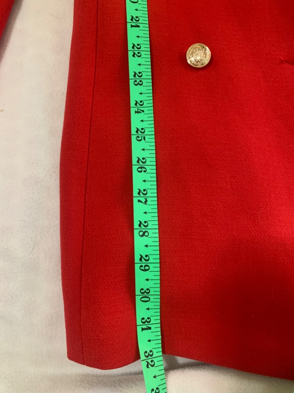 Long Red Gold Button Blazer - Picture 14 of 15